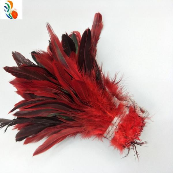 1 Yard Length Party Decoration Strung Rooster Coque Feather with Satin Ribbon Tape