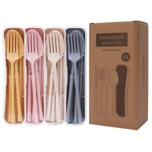Foldable 4-PC Cutlery Set High Temperature Resistant Eco Tableware Accessories