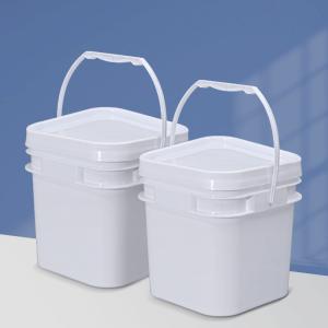White Food Storage Food Grade 5L Rectangular Square Plastic Pail With Lid Handle