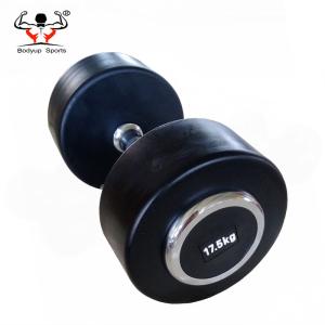 Round Head Shaped Fitness Equipment Dumbbells PU With Steel Material