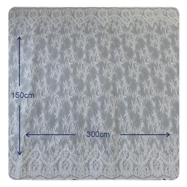 Wedding Dress Chantilly Lace 150x300cm / pc , Ivory Floral Fabric Scalloped Edged