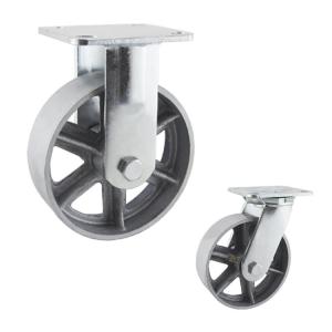 280kg Load Capacity 6" Industrial Casters Heavy Duty Cast Iron Wheels With Side