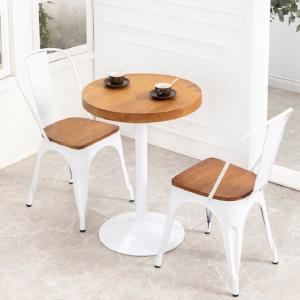 Stackable Metal Dining Chair with Elm Cushion Contemporary Design