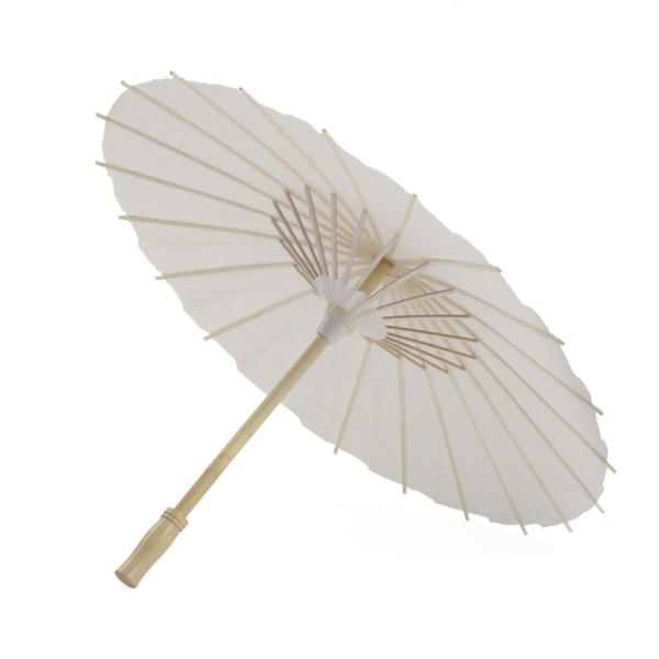 Buy Traditional Handmade Parasol Chinese Paper Umbrella White Color Wood Handle at wholesale prices