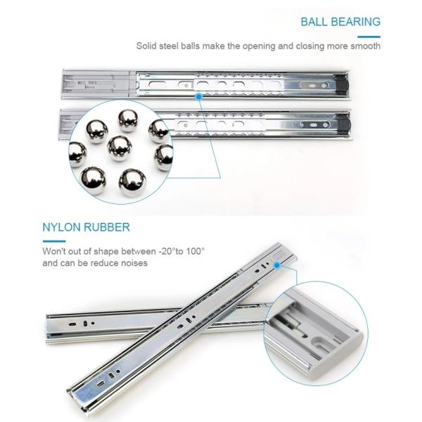 Furniture Telescopic Drawer Full Extension Ball Bearing Slides Heavy Duty
