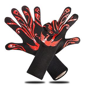 Silicone Print Heat Resistant Hand Gloves / Barbecue Grilling Glove Lightweight