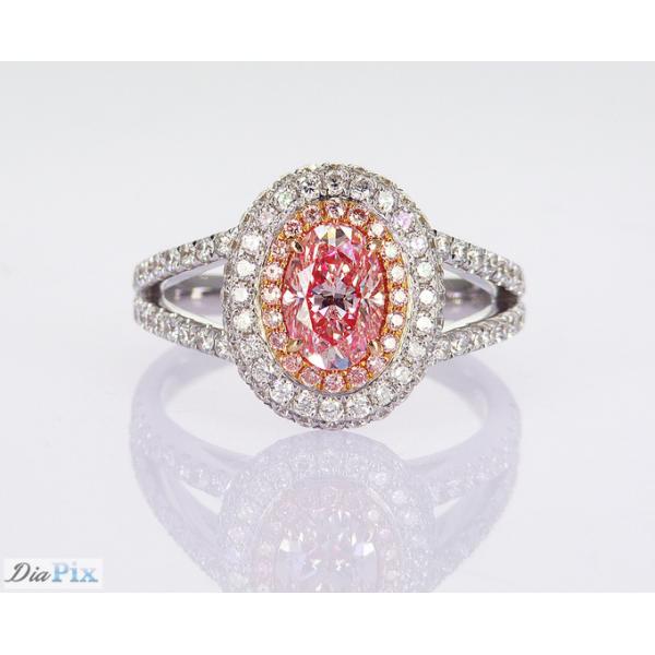 0.89ct Lab Created Synthetic Fancy Pink CVD Diamond IGI Certified 18K White Gold Set Diamond Ring
