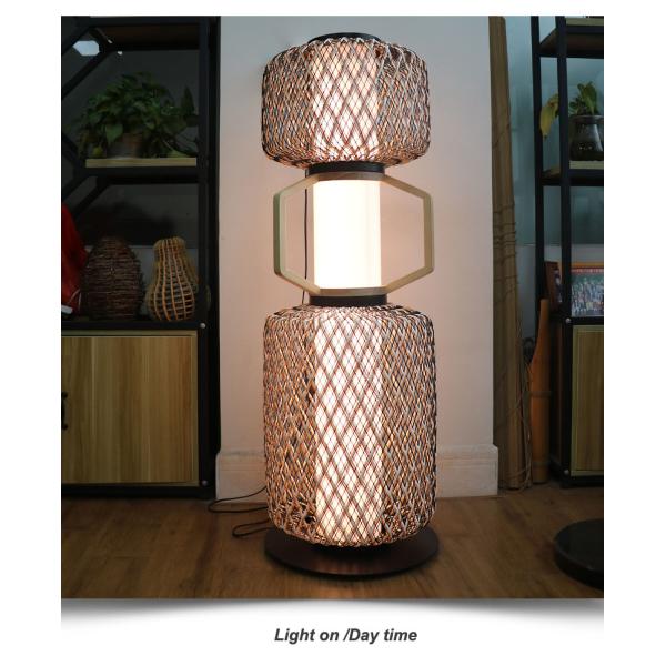 Decorative Rattan Standing Lamp 3500K CCT For Hotel Residential