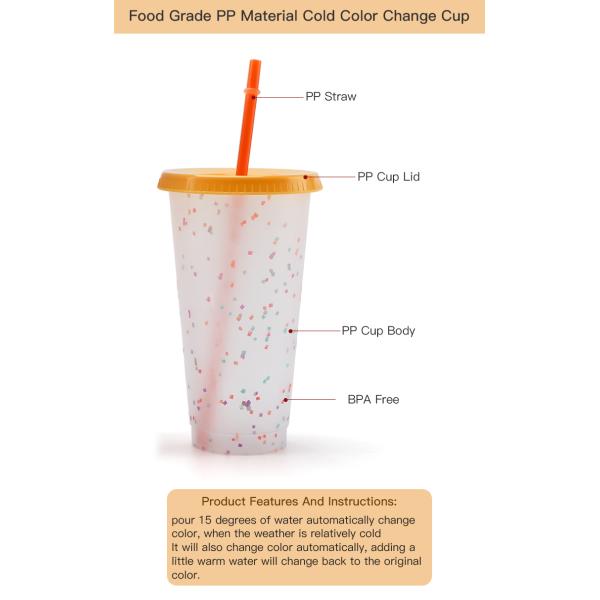 2020 Amazon Hot Sale Color Changing Cold Water Cups Plastic Coffee Tumbler With Straw