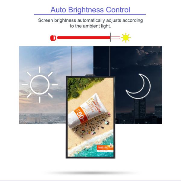 Double Sided LCD 2000nits Digital Window Signage 50inch Wall Hanging