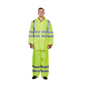 Professional RAINWEAR Raincoat with Reflective Tape and Hood Rubberized