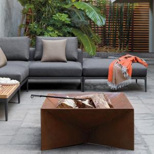 Gnee Garden 20 Inch Rectangular Steel Fire Pit Simple For Camping Party