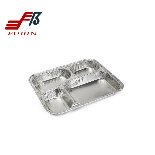 Buy Biodegradable 4 Foil Compartment Trays Rectangular at wholesale prices