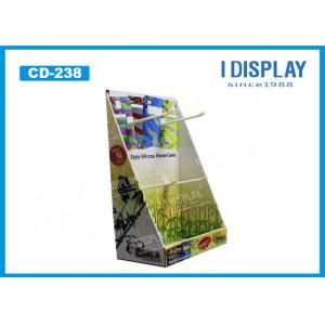 Quality Phone Case Paper / Cardboard Counter Display With Plastic Hooks for sale