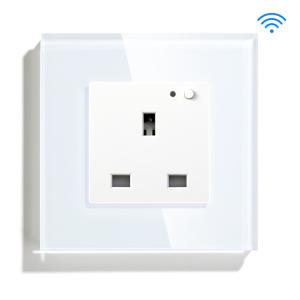 Tuya 2021 13A Outlet Universal Smart Wifi Socket Plug Glass Panel Wall Socket Uk