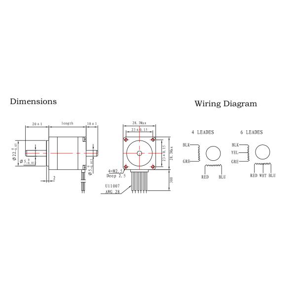 31.5 50mm DC Stepper Motor Inductance 1 - 5.7MH Convenient Drive 28BYG1.8