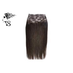 Dark Brown Clip In Human Hair Extensions , Real Virgin Pre Bonded Hair