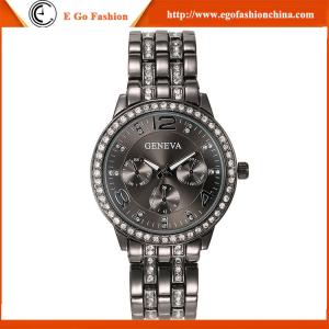 GV01 Rose Gold Luxury Geneva Watch Alloy Watches for Woman Lady Dress Watch