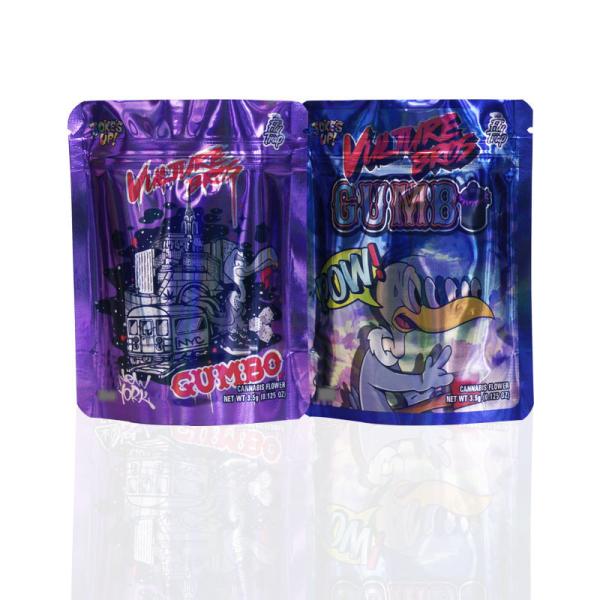 3.5g Aluminized Foil Smell Proof Mylar Packaging Bag 8th Plug Zip Lock Mylar Bags