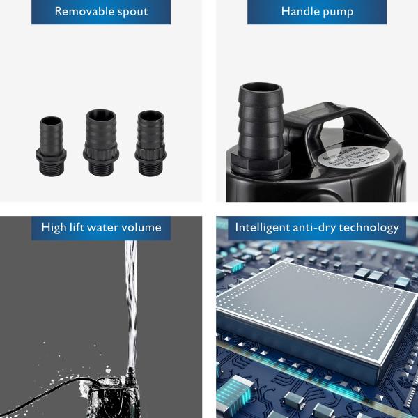 1060 GPH Submersible Aquarium Pump with Adapter Fast and Automatic Electric Water Exchange Aquarium Cleaning Pump Fish Tank Pump