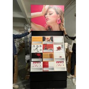Customized Durable Metal Cosmetic Display Shelves With Big Cab Lightbox
