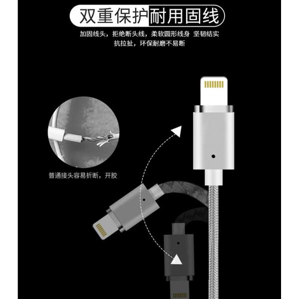 Magnetic Charging Micro Data LED USB Cable 360 Degree 3 In 1 Nylon Braided