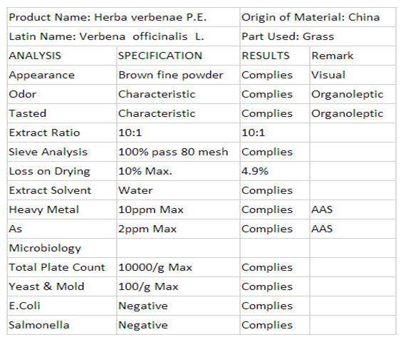 Competitive Price Natural Chinese Herb European Verbena Extract /Blue Vervain