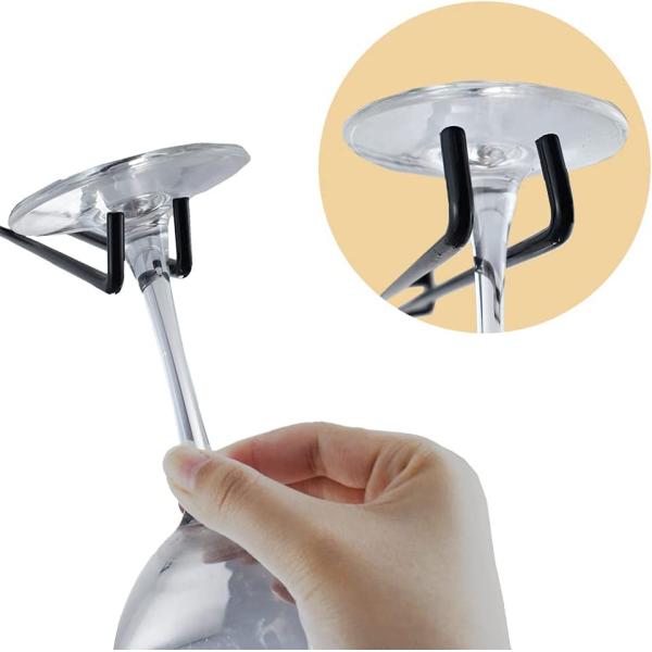 12 Inch Wine Glass Rack 2 Pack Iron Hanging Holder Cup Storage Hanger Wall Mounted for Kitchen Cabinet Bar