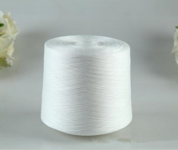 100% Polyester Ring Spun Yarn Pre Dyed Raw White For Sewing 40/2 TFO Techs