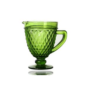 Solid Green 14cm Coloured Whisky Glasses , 350ml Embossed Wine Glasses