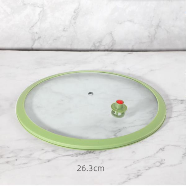 Stocked Heat Resistant Silicone and Glass Pot Lid for Multipurpose Home Cooking Needs