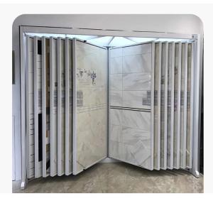 Page Turning Stone Sample Display Rack Free Standing Metal Wing Ceramic Tile