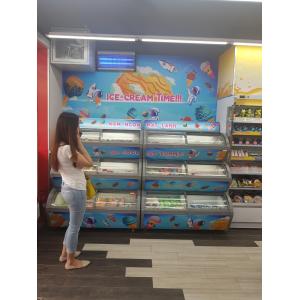 Commercial Ice Cream Display Freezer With LED Light Fan Forced Cooling