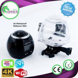 1440p 60fps Wifi Action VR 360 Camera With Fish Eye Len / Panoramic Visual