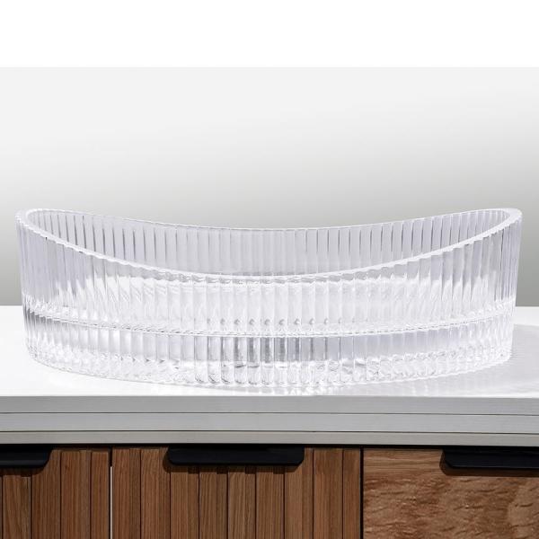 Smooth Countertop Mounted Glass Wash Basin With Optional Mounting Hardware