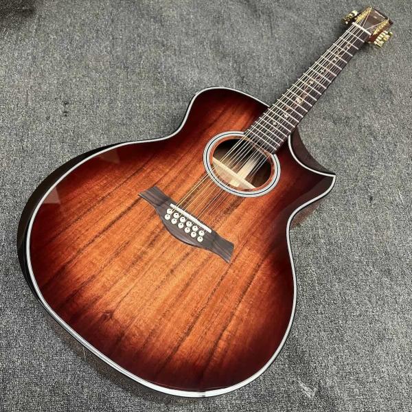 Custom 6 Strings Hawaiian KOA Top Solid Hawaiian Koa Back Sides Mahogany Neck Ebony Fretboard Cutaway K24ce Acoustic Guitar