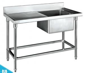 China Catering Sinks Stainless Steel Single Sink with Side Table 1200*600*800+150mm on sale