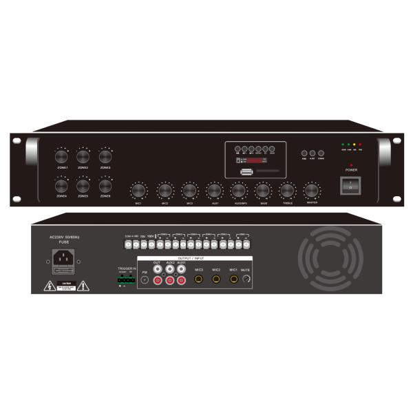 Buy PA-60ZM 60W Mixing Amplifier FM Commercial Audio System OEM ODM at wholesale prices
