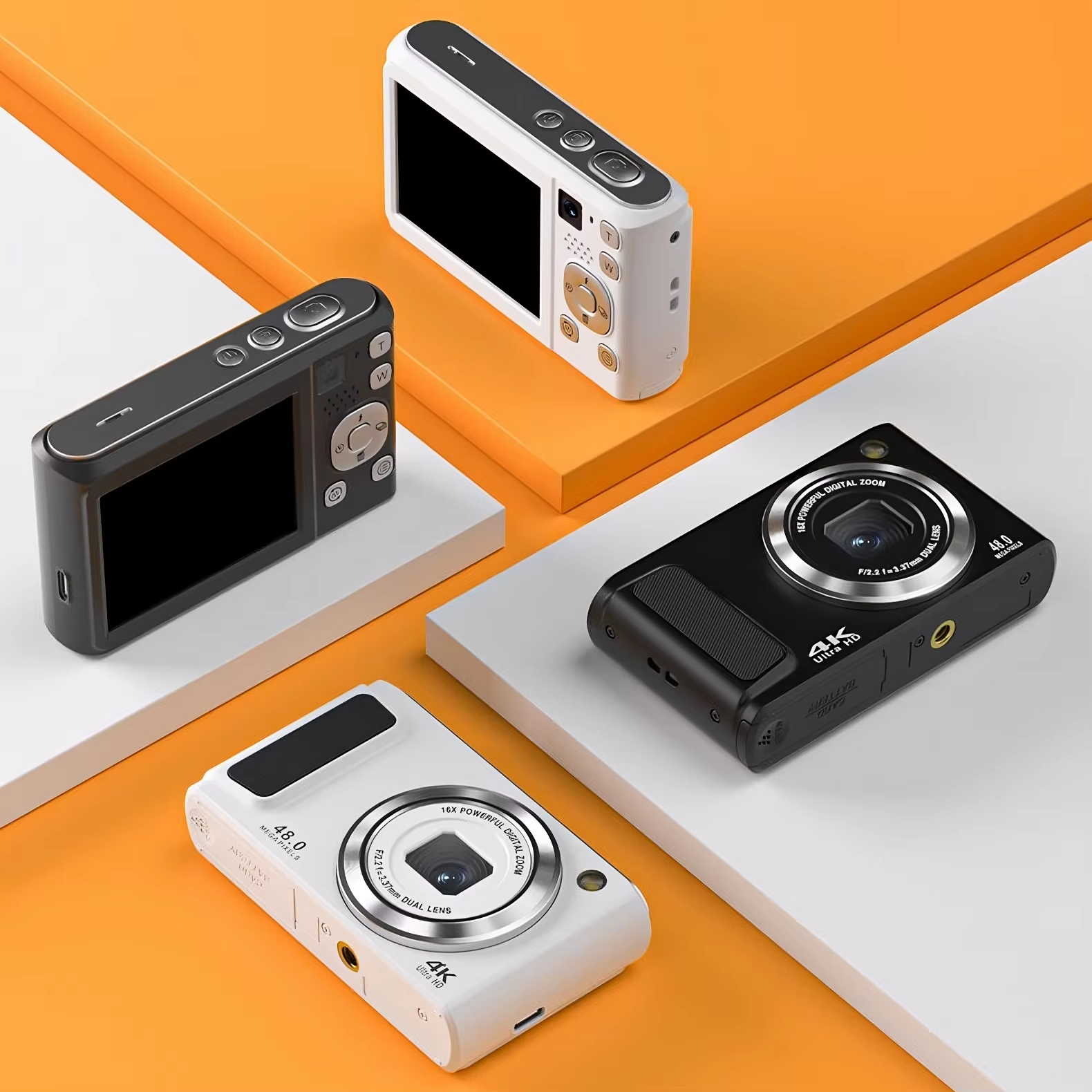 Retro Compact 4K Kids Digital Camera Video Recording Long Lasting Battery Optical Zoom