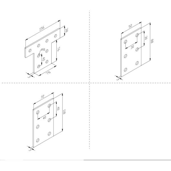 5052 Metal Laser Cutting Parts 0.01-0.1mm T-Shaped L-Shaped Cross Shaped Connecting Plate