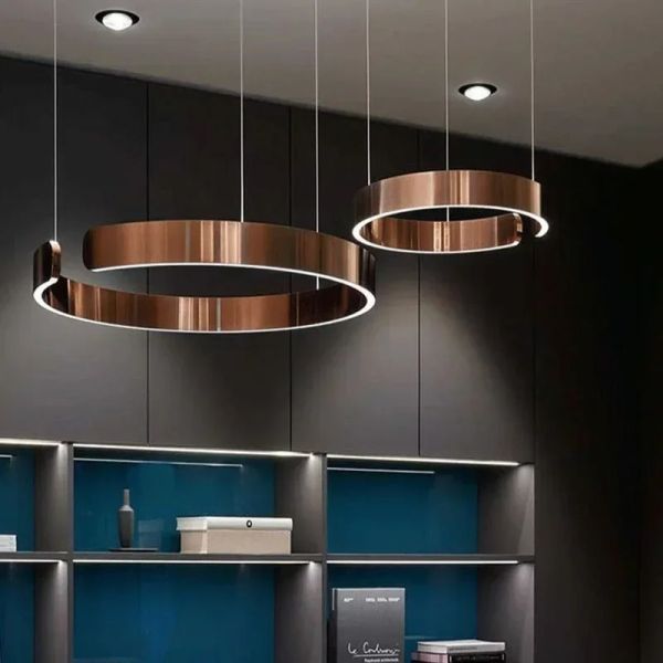 Mininalist Circle Rings Ceiling Chandeliers Hanging Pendant Lighting Aria Multi Light Chandelier（WH-AP-619）