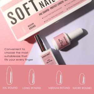 Full Cover Almond Shaped Artificial Soft Gel Nail Extension Tips 500pc Empty