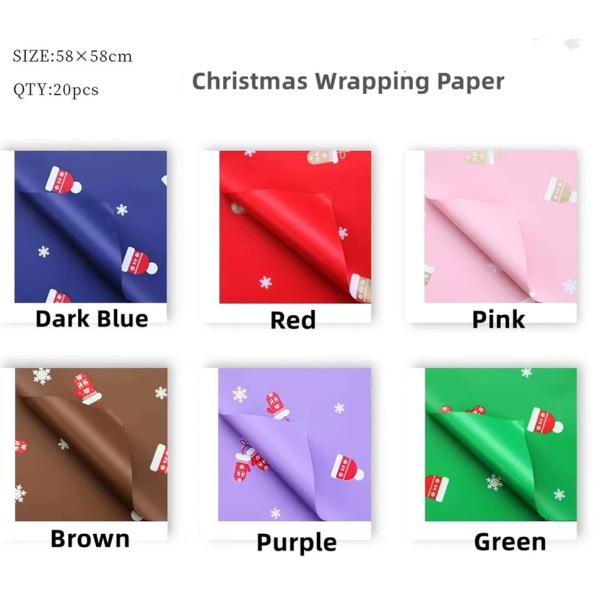 Christmas Gift Flower Wrapping Paper 58cm X 58cm 20 Sheets In Bag
