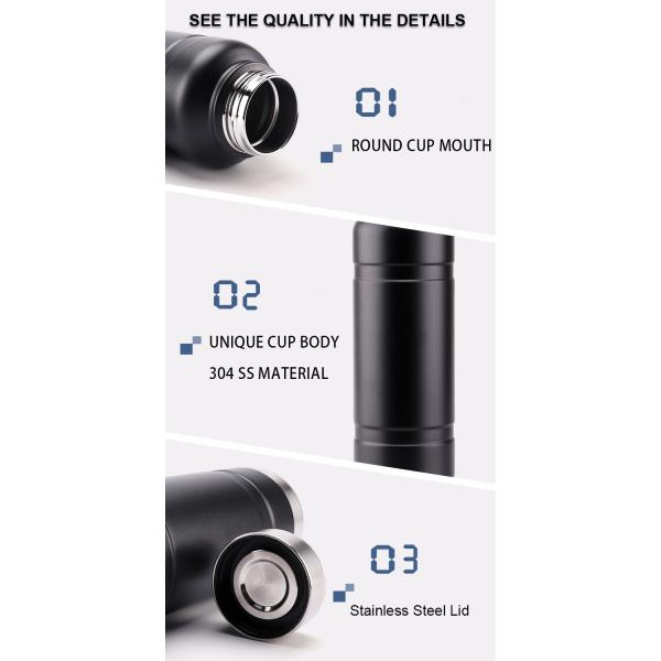 Wide Mouth Coldest Vacuum Insulated Thermal Stainless Steel Sports Bottle Bottle With Steel Steel Handle Lid