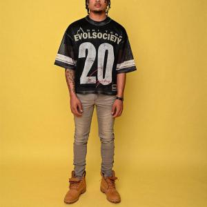 Streetwear Men's Patchwork Mesh Tee Quick Dry Polyester Embroidered Patch Top