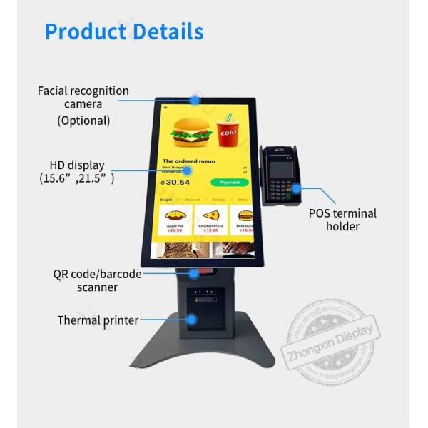 15.6" Touch Screen Windows POS Payment Kiosk with Double Sided Self Service Order Tablet and Incell Capacitive Touch
