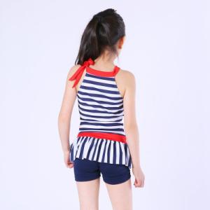 2019 Popular Stripe Split Skirt Swimming Suit
