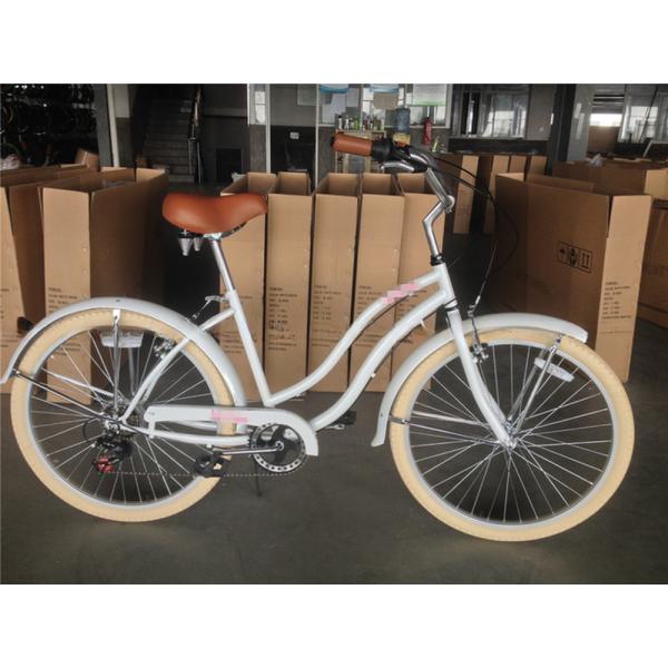 Step Through Design 26 Inch Beach Cruiser Bike with Coaster Foot Brake and White Color