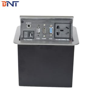 Aluminum Alloy Black Table  Flip Up Multimedia Jack With Rounded Corner