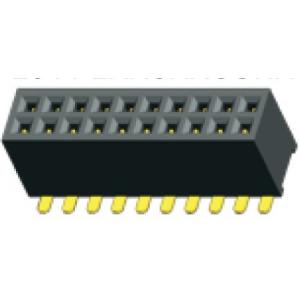 Dual 2*10 Pin Female Pin Header Connector 1.27mm 180° SMT PA9T Black